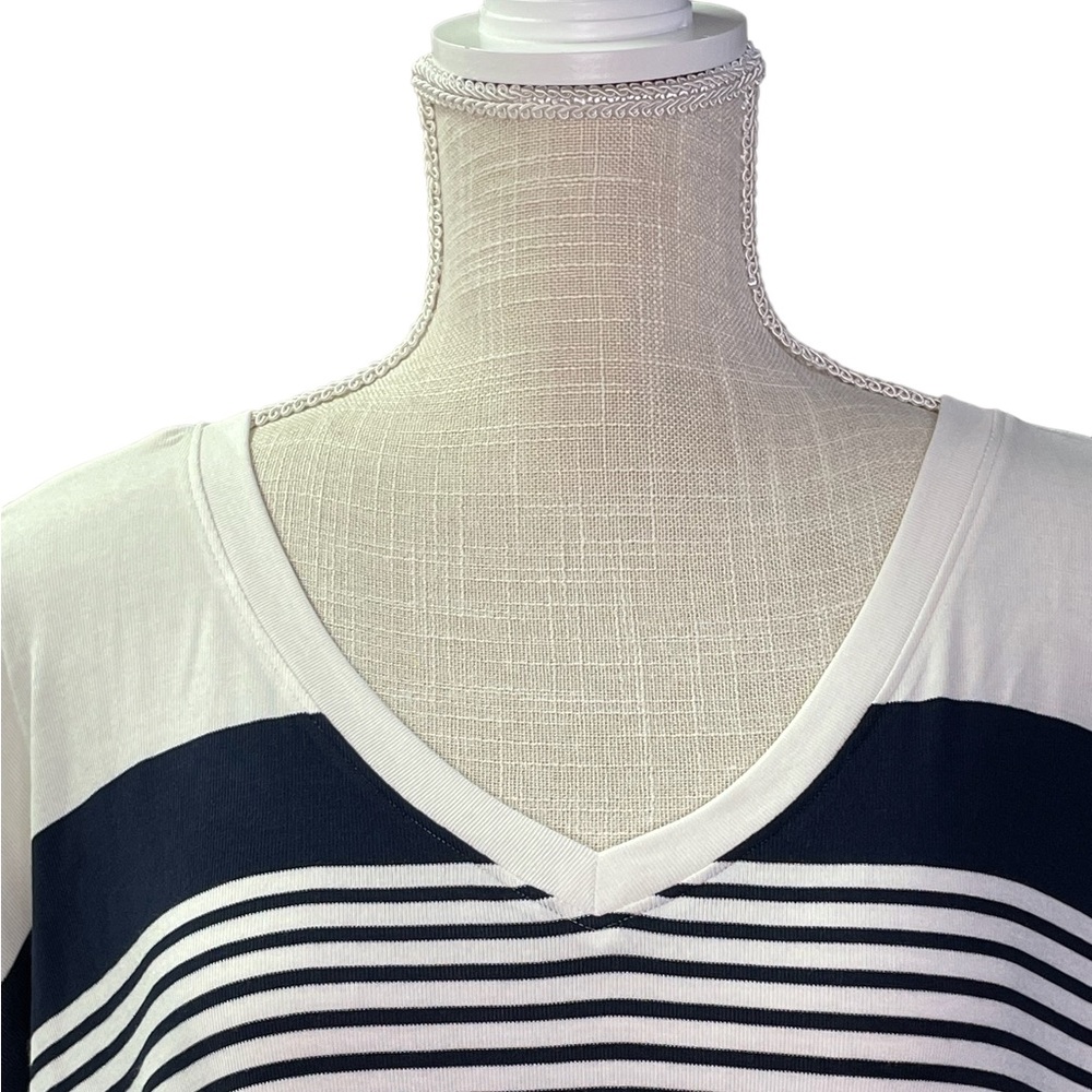 CAbi #5925 Sailor Tee Navy and White Striped Short Sleeve Tee - Picture 3 of 7